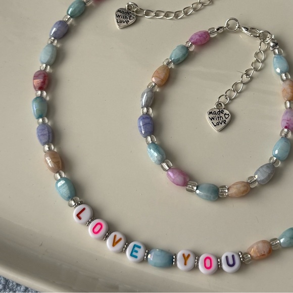 Pink and Blue Beaded Necklace - Picture 3 of 7